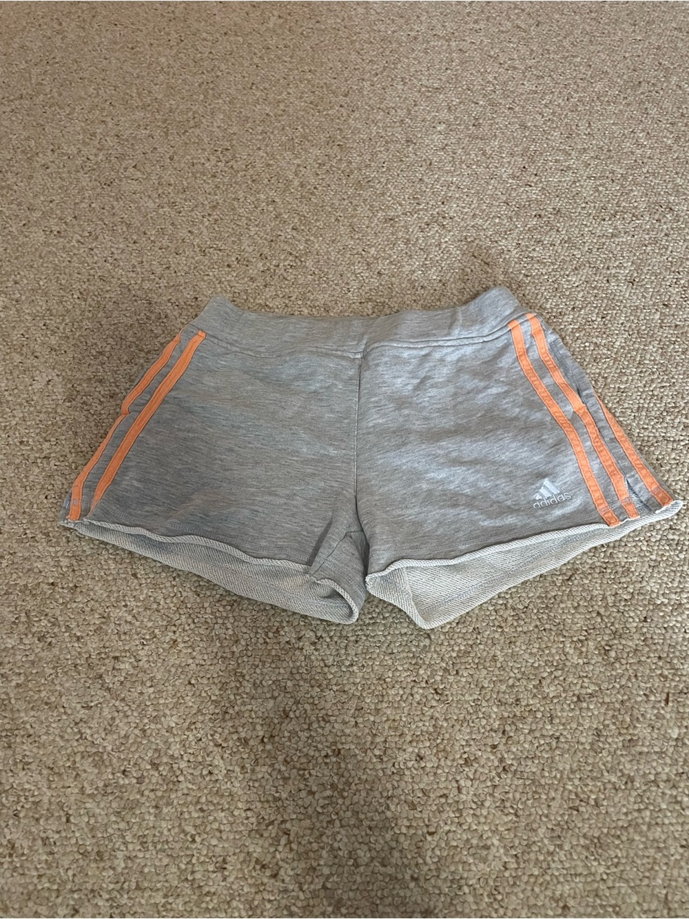 adidas Gray Shorts with Orange Side Stripes - Kids